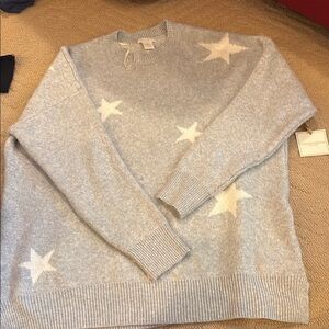 NWT Women's Light Grey Star Sweater